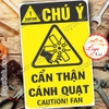 LOGO TEM STICKER BIỂN CẢNH BÁO CẨN THẬN CÁNH QUẠT - CAUTION FAN - BIỂN CẢNH BÁO AN TOÀN LAO ĐỘNG