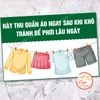 Tem Decal Dán Nhắc Nhở Hãy Thu Quần Áo Ngay Sau Khi Khô Tránh Để Phơi Đồ Qua Đêm,  Decal Chống Nước Có Keo Sẵn