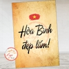 Tem Decal Dán Poster Yêu Nước,Khẩu Hiệu Hòa Bình Đẹp Lắm, Kỷ Niệm Các Dịp Lễ 30/4, 2/9, 19/8... Chống Nước,Không Phai