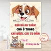 Tem Decal Vào Đi Chó Nó Không Cắn Đâu Vui Nhộn, Dùng Cho Nhà Riêng, Quầy Thú Y, Pet Shop, Khu Vực Có Chó Mèo, Tem Cute