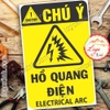 LOGO TEM STICKER CẢNH BÁO HỒ QUANG ĐIỆN, ELECTRIC ARC - BIỂN CẢNH BÁO AN TOÀN LAO ĐỘNG