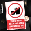 (CN) Tem Decal Không Được Mang Đồ Ăn Thức Uống Từ Ngoài Vào, No Outsite Food Or Drink Allowed, Decal Dán Kính Chống Nước