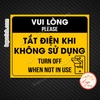 (MẪU MỚI) Tem Tắt Điện Khi Không Sử Dụng Vàng Đen, Tem Decan Dán Ổ Điện Nhắc Nhở Tiết Kiệm Điện, Tiện Dụng Có Keo Sẵn