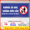 Tem Decal Dán Nhắc Nhở Vui Lòng Không Xả Rác Vứt Giấy Rác Xuống Bồn Cầu, Lavabo,Decal Trang Trí Nhà Vệ Sinh WC