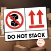 Tem Decal DO NOT STACK, Cảnh Báo Không Được Xếp Chồng Hàng Hóa,Và 2 Mũi Tên Chỉ Hướng Xếp Lên Trên Có Keo Sẵn,Chống Nước