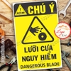 LOGO TEM STICKER CẢNH BÁO LƯỠI CƯA NGUY HIỂM DANGEROUS BLADE - BIỂN CẢNH BÁO AN TOÀN LAO ĐỘNG