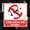 (MẪU VUÔNG) Logo Tem Decal Dán CẤM ĐÁNH BÀI,No Gamble, Decal Cấm Tụ Tập Tổ Chức Chơi Cờ Bạc,Đánh Bài, Tem Biển Báo Cấm