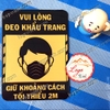 LOGO STICKER DÁN YÊU CẦU ĐEO KHẨU TRANG GIỮ KHOẢNG CÁCH PHÒNG DỊCH COVID 19