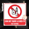 (MẪU VUÔNG) Logo Tem Decal Dán CẤM HÚT THUỐC LÁ ĐIỆN TỬ, No Vaping, Decan TemDán Có Keo Sẵn, Chống Nước