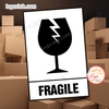 Tem Decal FRAGILE, Cảnh Báo Hàng Dễ Vỡ Xin Nhẹ Tay, Dùng Cho Hàng Hóa Dễ Vỡ Hỏng Damage Cargo, Có Keo Sẵn, Chống Nước
