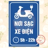 Tem Decal dán sẵn - NƠI SẠC XE ĐIỆN từ 5h-22h - Decal chống nước, chống phai