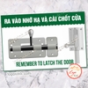 Tem Decal Dán Nhắc Nhở Ra Vào Nhớ Hạ Và Cài Gài Chốt Cửa Để Đảm Bảo An Toàn An Ninh, Tem Dán Có Keo Sẵn Chống Nước
