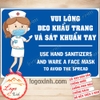LOGO STICKER TEM BIỂN BÁO NỮ Y TÁ NHẮC NHỞ YÊU CẦU ĐEO KHẨU TRANG VÀ SÁT KHUẨN TAY, ÁP PHÍCH PHÒNG CHỐNG DỊCH COVID 19