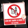 (MẪU VUÔNG) Logo Tem Decal Dán CẤM HÚT THUỐC LÁ ĐIỆN TỬ, No Vaping, Decan TemDán Có Keo Sẵn, Chống Nước