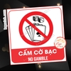 (MẪU VUÔNG) Logo Tem Decal Dán CẤM CỜ BẠC,No Gamble, Tem Cấm Chơi Cờ Bạc,Đánh Bài, Decan Dán Cấm Đánh Bạc, Chống Nước