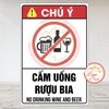 Tem Decal Dán Cấm Uống Rượu Bia, No Drink Wine And Beer, Cấm Rượu Bia, Decal Chống Nước Có Keo Dán Sẵn