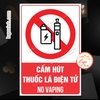 (MẪU CHỮ NHẬT) Logo Tem Decal Dán CẤM HÚT T.HUỐC LÁ ĐIỆN TỬ, No Vaping, Decal Chống Nước Có Keo Dán Sẵn