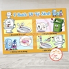 Tem Decal dán sẵn - Hướng Dẫn 4 Bước Đi Vệ Sinh - Hình ảnh vui nhộn, thân thiện với 3 kích cỡ, chống nước và sắc nét