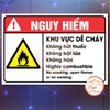 Tem Decal Cảnh Báo Khu Vực Dễ Cháy, Không Hút Thuốc, Không Bật Lửa, Không Hàn, Chất Liệu Decal Có Keo Sẵn Chống Nước