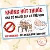 Tem Decal dán sẵn - KHÔNG HÚT THUỐC - Nhà Có Người Già Và Trẻ Nhỏ - NO SMOKING - Decal song ngữ, chống phai, chống nước