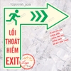 Logo sticker Mũi tên thoát hiểm dán trên nền, sàn nhà , mũi tên Exit chỉ hướng thoát hiểm, chống nước, chống phai màu