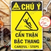 LOGO TEM STICKER CẢNH BÁO CẨN THẬN BẬC THANG, CAREFUL STEPS - BIỂN CẢNH BÁO AN TOÀN LAO ĐỘNG