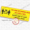 LOGO TEM STICKER YÊU CẦU GIỮ KHOẢNG CÁCH TỐI THIỂU 2M KHI GIAO DỊCH - BIỂN PHÒNG CHỐNG DỊCH BỆNH COVID 19- 2M DISTANCE