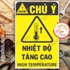 LOGO TEM STICKER CẢNH BÁO NHIỆT ĐỘ TĂNG CAO, HIGH TEMPARATURE - BIỂN CẢNH BÁO AN TOÀN LAO ĐỘNG