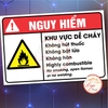 Tem Decal Cảnh Báo Khu Vực Dễ Cháy, Không Hút Thuốc, Không Bật Lửa, Không Hàn, Chất Liệu Decal Có Keo Sẵn Chống Nước