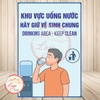 Tem Decal Dán - KHU VỰC UỐNG NƯỚC HÃY GIỮ VỆ SINH CHUNG - DRINKING AREA - KEEP CLEAN - Decal Chống nước, chống phai