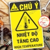 LOGO TEM STICKER CẢNH BÁO NHIỆT ĐỘ TĂNG CAO, HIGH TEMPARATURE - BIỂN CẢNH BÁO AN TOÀN LAO ĐỘNG