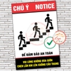 Tem Decal Dán Nhắc Nhở Chú Ý Vui Lòng Không Đùa Giỡn Chen Lấn Khi Lên Xuống Cầu Thang,  Cẩn Thận Bậc Thang Lên Xuống