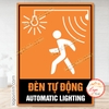 (M2) Tem DecaL Sticker Đèn Tự Động, Automatic Lighting,Thông Báo Khu Vực Có Đèn Sáng Tự Động,Decal Chống Nước Chống Phai