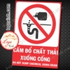 LOGO TEM STICKER BIỂN CẤM ĐỔ CHẤT THẢI XUỐNG ĐƯỜNG ỐNG CỐNG - BIỂN CẢNH BÁO -  DO NOT DUMP CHEMICAL DOWN DRAIN