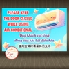 Tem Decal Dán Nhắc Nhở Đóng Cửa Khi Bật Điều Hòa, Đa Ngôn Ngữ Việt-Trung- Anh, Đóng Cửa Khi Bật Máy Lạnh, Decan Dán