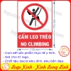 LOGO TEM STICKER BIỂN BÁO CẤM LEO TRÈO, CẤM TRÈO NO CLIMBING