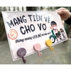 BẢNG TREO MÓC CHÌA KHÓA MANG TIỀN VỀ CHO VỢ, MANG TIỀN VỀ CHO MẸ SIÊU ĐỘC ĐÁO, DECOR TRANG TRÍ NHÀ CỬA - LOGOXINH