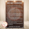 Tem Decal dán sẵn - NỘI QUY HOMESTAY - Decal bóc dán có keo sẵn, chống phai, chống nước tiện dụng