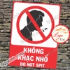 LOGO TEM STICKER BIỂN BÁO CẤM KHÔNG ĐƯỢC KHẠC NHỔ- DO NOT SPIT - BIỂN CẢNH BÁO, BIỂN CẤM