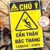 LOGO TEM STICKER CẢNH BÁO CẨN THẬN BẬC THANG, CAREFUL STEPS - BIỂN CẢNH BÁO AN TOÀN LAO ĐỘNG