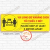 LOGO TEM STICKER YÊU CẦU GIỮ KHOẢNG CÁCH TỐI THIỂU 2M KHI GIAO DỊCH - BIỂN PHÒNG CHỐNG DỊCH BỆNH COVID 19- 2M DISTANCE