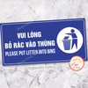 Tem Decal Dán Nhắc Nhở Vui Lòng Bỏ Rác Vào Thùng, Để Rác Vào Thùng Rác, Giữ Gìn Vệ Sinh Chung, Chống Nước,Chống Phai Màu