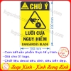 LOGO TEM STICKER CẢNH BÁO LƯỠI CƯA NGUY HIỂM DANGEROUS BLADE - BIỂN CẢNH BÁO AN TOÀN LAO ĐỘNG