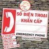LOGO TEM STICKER BIỂN CHỈ DẪN SỐ ĐIỆN THOẠI KHẨN CẤP, EMERGENCY PHONE NUMBER SỬ DỤNG TRONG TRƯỜNG HỢP GẤP