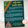 Tem Decal Dán Nội Quy Quầy Bida, Nội Quy Quán Bi-a, Quy Chế Phòng Chơi Bi-da, Bida Rules , Quy Tắc Chơi Billards Bóc Dán