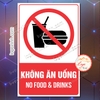 Tem Decal Cấm Không Ăn Uống, No Food Or Drinks, Tem Decan Dán Chất Lượng Cao Có Keo Sẵn Chống Nước Tiện Dụng - Logoxinh