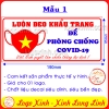 LOGO STICKER DÁN YÊU CẦU ĐEO KHẨU TRANG GIỮ KHOẢNG CÁCH PHÒNG DỊCH COVID 19
