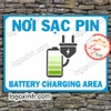 LOGO TEM STICKER BIỂN BÁO KHU VỰC NƠI SẠC PIN- BATTERY CHARGING AREA - MÀU XANH