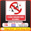 (MẪU VUÔNG) Logo Tem Decal Dán CẤM ĐÁNH BÀI,No Gamble, Decal Cấm Tụ Tập Tổ Chức Chơi Cờ Bạc,Đánh Bài, Tem Biển Báo Cấm