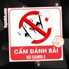(MẪU VUÔNG) Logo Tem Decal Dán CẤM ĐÁNH BÀI,No Gamble, Decal Cấm Tụ Tập Tổ Chức Chơi Cờ Bạc,Đánh Bài, Tem Biển Báo Cấm